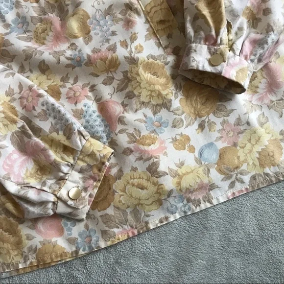 VTG 70s Handmade High Neck Ruffle Prairie Blouse - Picture 6 of 11